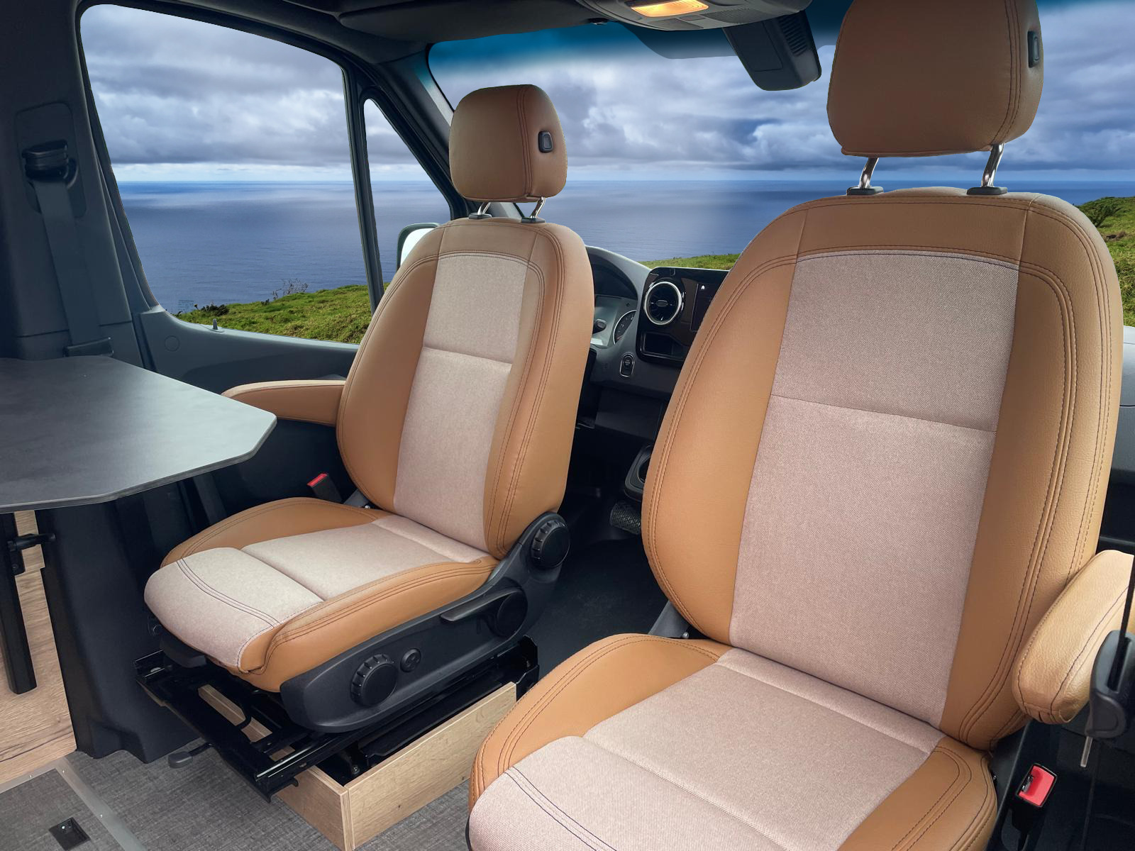 Vegan-Leder/Stoff in Beige (MB)